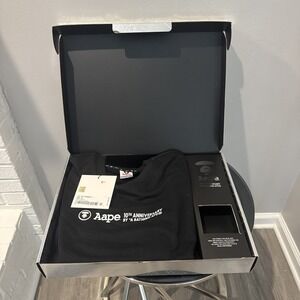 RARE BNWT Bape AAPE X Spalding 10TH Anniversary Moon Face Black Crewneck XL HTF